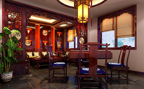和庆镇古典中式风格茶楼包间设计装修效果图